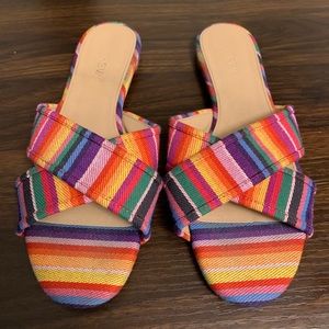 J. Crew Rainbow Striped Slide Sandals - Size 7